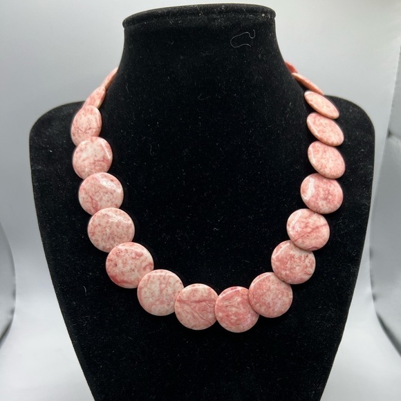 𝅺Pink  Marble Stone‎ Choker Necklace - Picture 1 of 6